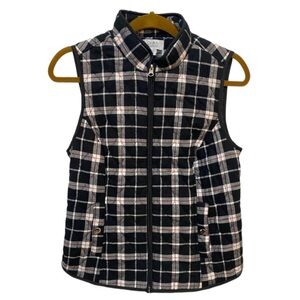 Croft & Barrow quilted black/white plaid vest